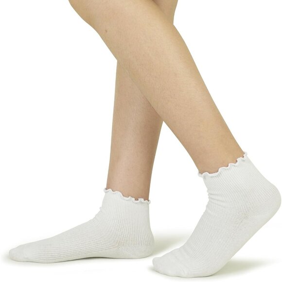 BomKinta Women Ankle Ruffle Socks Thin Cute Frilly Soft Low Cut Crew Socks - Picture 5 of 6